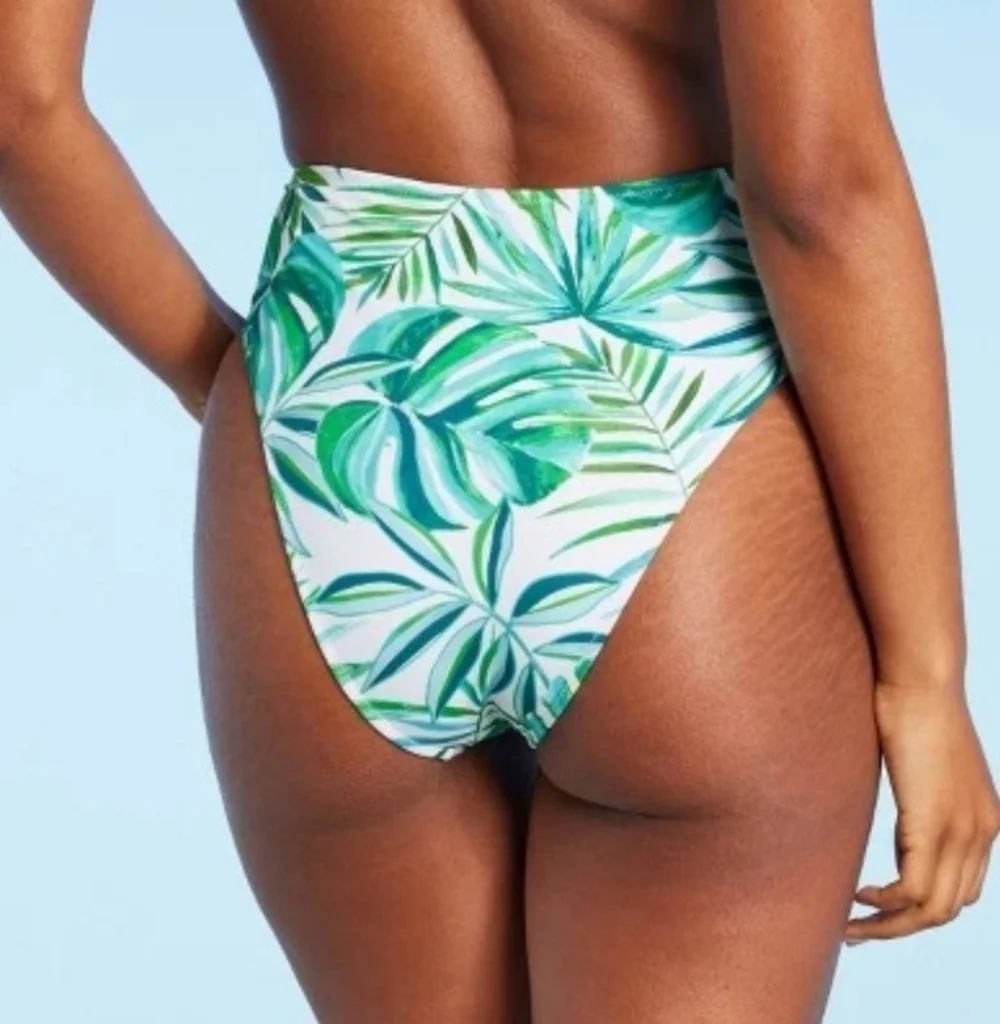Women's High Waist High Leg Extra Cheeky Bikini Bottom  Shade & Shore Green Leaf